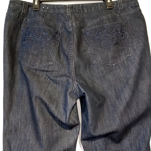 Christopher & Banks Jeans  size 16  Dark Wash  Wide Leg  Slight Flare  Stretch - Picture 7 of 11